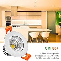 Vista 5 de LightingWill Downlight LED regulable de 2 pulgadas, luz de techo empotrable COB de 3 W, blanco ultra cálido 2700 K, CRI80, equivalente a bombillas