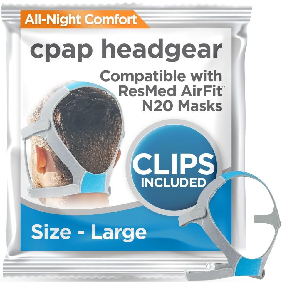 resplabs CPAP Headgear Strap Compatible with ResMed AirFit N20 Nasal Mask Adjustable Replacement Head Strap Secure Comfortable Fit Large Size