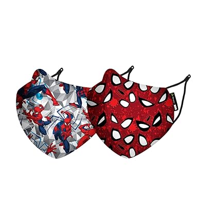 Nirvana Mask Spiderman Range Pack of 2 N95 and FFP2 Nanotechnology Masks, Anti-Pollution mask for Kids & Adults with Adjustable Ear Loop Official Merchandise Partner for Marvel