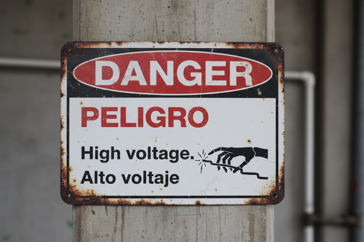 Wall Decor English/spanish Danger -high Voltage - Multilingual Safety Sign Metal Sign 8 X 12 Inches Clear Signage For S, Fences Vintage Signs Aluminum Plates Printed