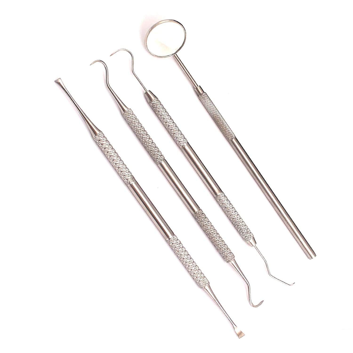 AA PRO Dentist Hygiene KIT-4 PC Tools for DEEP Teeth Cleaning-Plaque Remover Tooth Scraper Dental Mirror SCALERS A