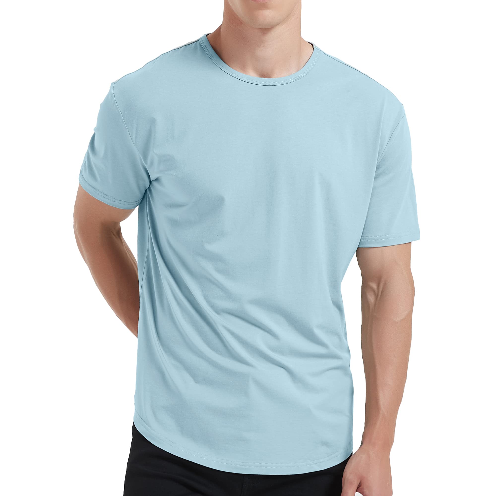 netdraw Men's Ultra-Soft Bamboo Viscose T-Shirt, Curved Hem Lightweight Cooling Cotton Blend Casual Tee