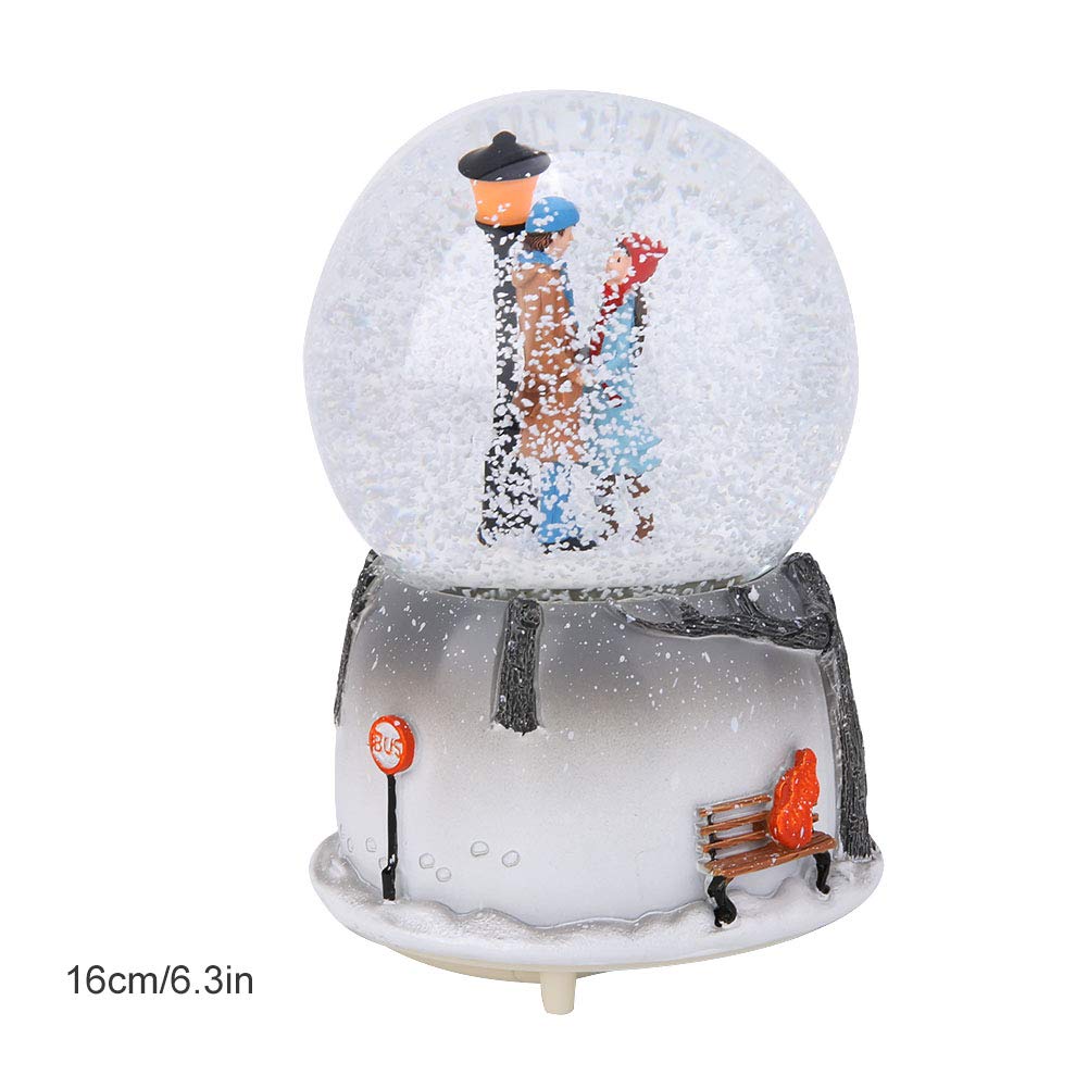 Bola de Nieve Caja de Música con Globo de Nieve Navidad, Bola Cristal Nieve Musical Adorno de Escritorio Hija Niño Recompensa Juguete Familiar Celebrar con Luz LED