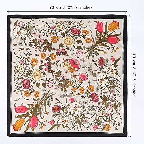 CHLINS 27 Inches Silk Feeling Square Head Scarf - 4 Pcs Satin Square Head Scarves for Women Hair Bandanas2