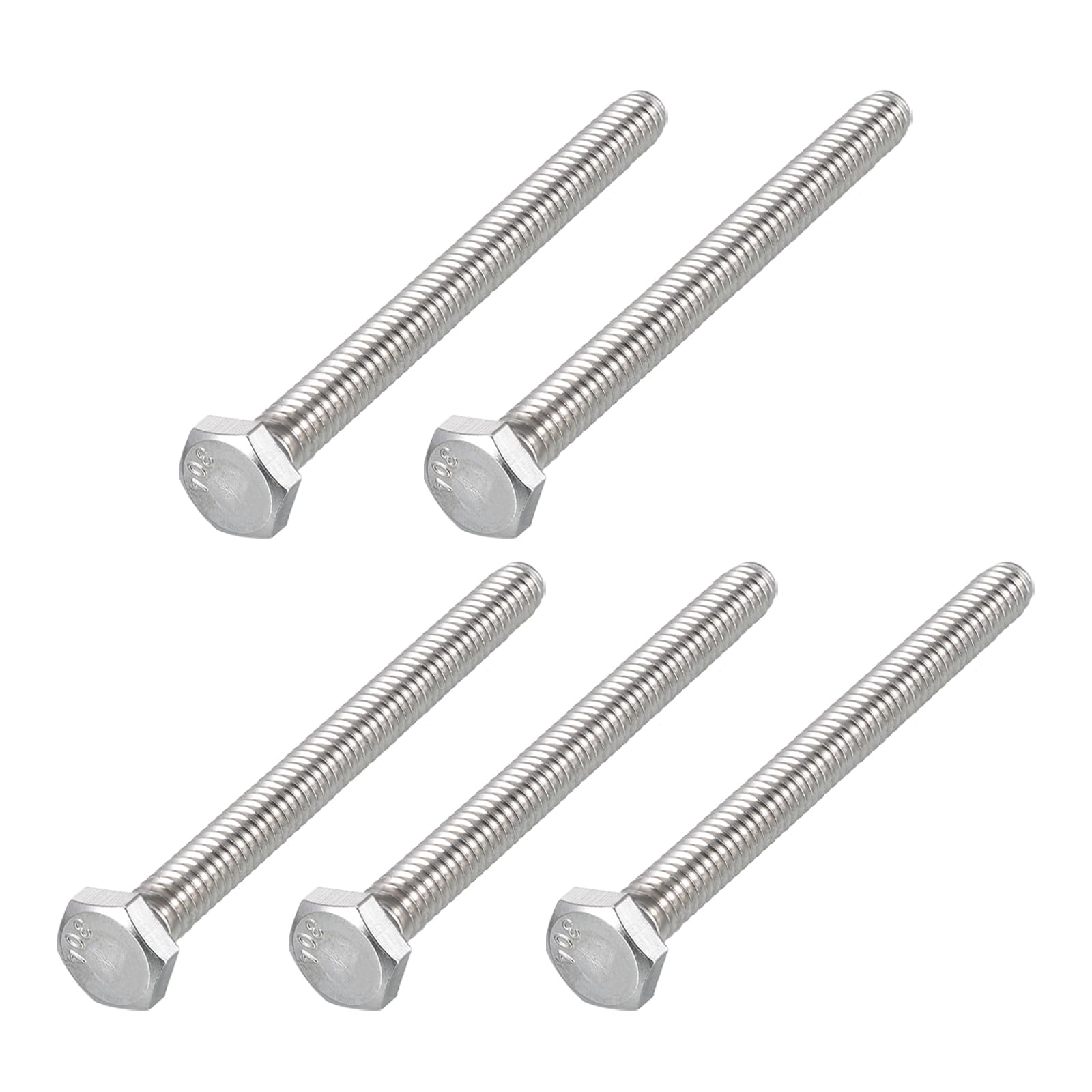 METALLIXITY Hex Head Bolts (1/4-20 x 2-3/4") 5Pcs, 304 Stainless Steel 18-8, Fully Threaded, External Hex Drive, Plain Finish