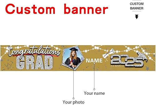 Miniatura 8 de AUBAO Decoraciones para fiestas de graduación 2023-Felicitaciones, pancarta de graduación, suministros de decoración de graduación de clase 2023