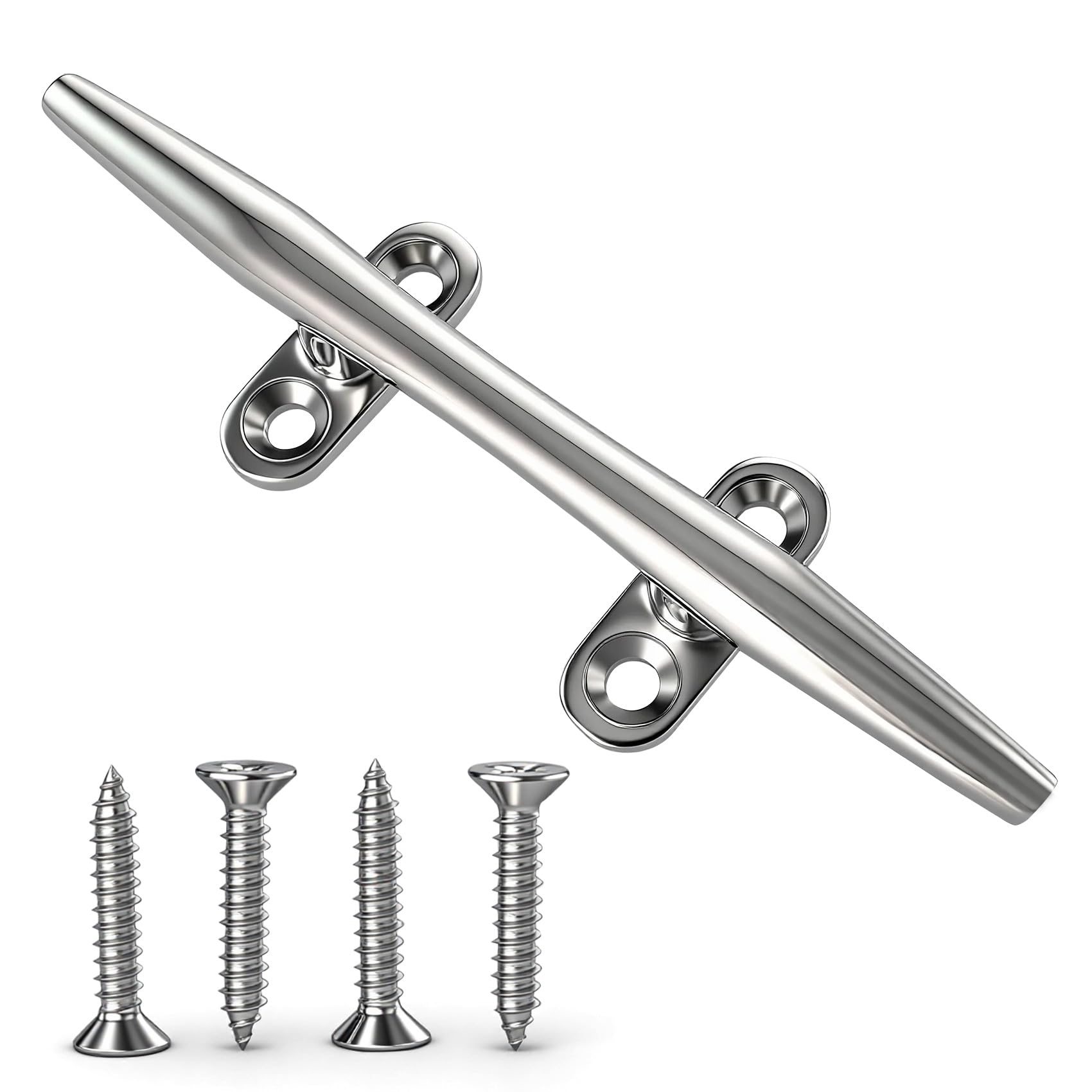 VEITHI 4/5/6 inch Dock Cleats - 316 Stainless Steel Boat Cleats Boat Dock Cleats,Open Base Dock Cleat with Fasteners,Marine Cleat Rope Cleat Boat