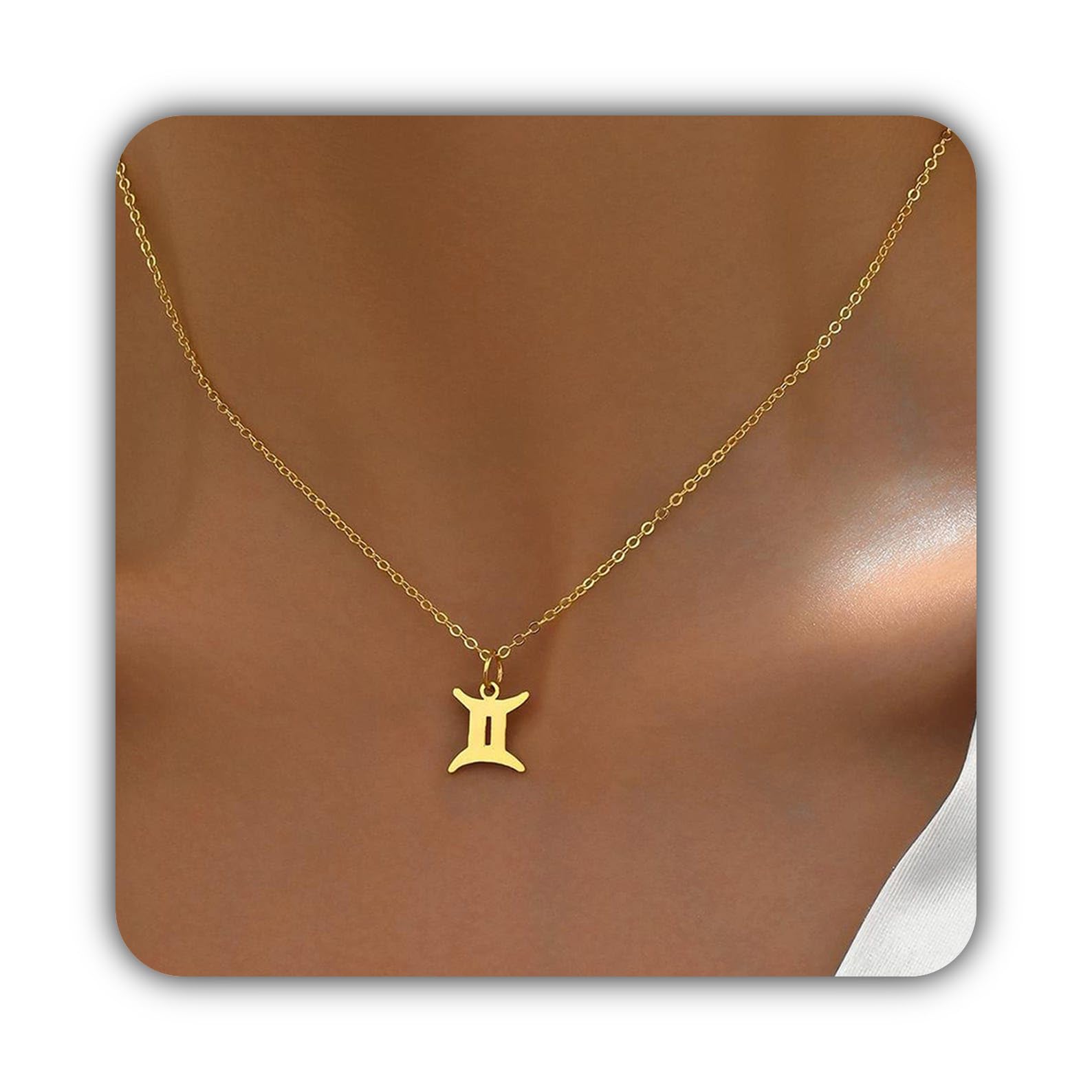 Collana zodiacale con luna e piccolo ciondolo Gemelli, gioiello astrologico personalizzato