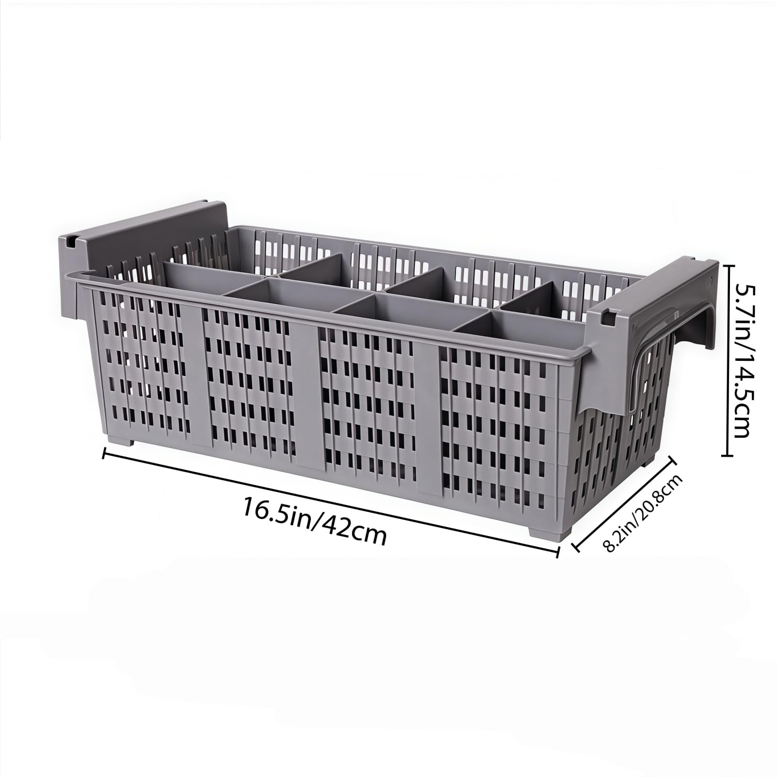 1 estante comercial para lavavajillas, cesta de secado de cubiertos con 8 compartimentos y agujeros de drenaje, soporte para utensilios para uso en cocina y restaurante (16.5 x 8.2 x 5.7 pulgadas
