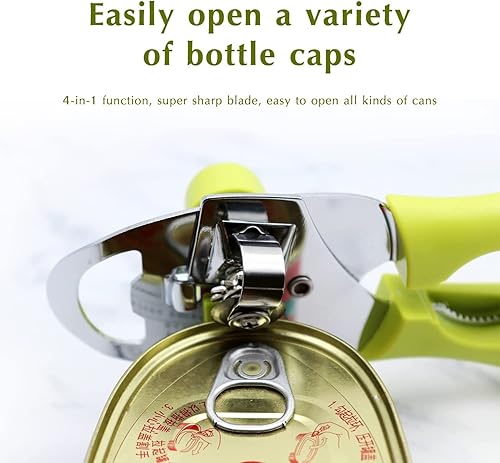 Miniatura 6 de C&CHEF - Abrelatas manual multifunción para cocina, abrelatas de mano fácil de girar, abrelatas de borde liso para personas mayores con artritis,
