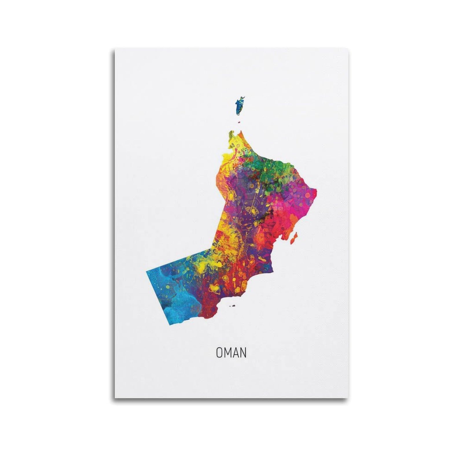 MJZLQN Map Poster Oman in Watercolor Poster Decorative Painting Canvas Wall Posters And Art Picture Print Modern Family Bedroom Decor Posters 24x36inch(60x90cm)