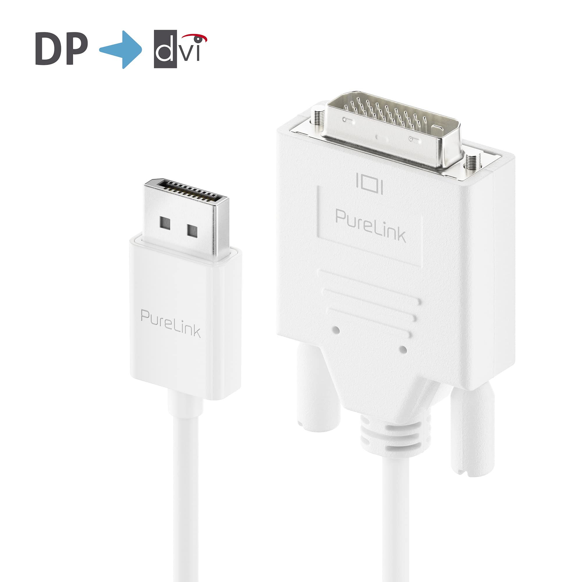 PureLink Kabel DisplayPort na DVI, rozdzielczość 1920 x 1200 WUXGA, pozłacane styki wtykowe, 3,00 m, biały
