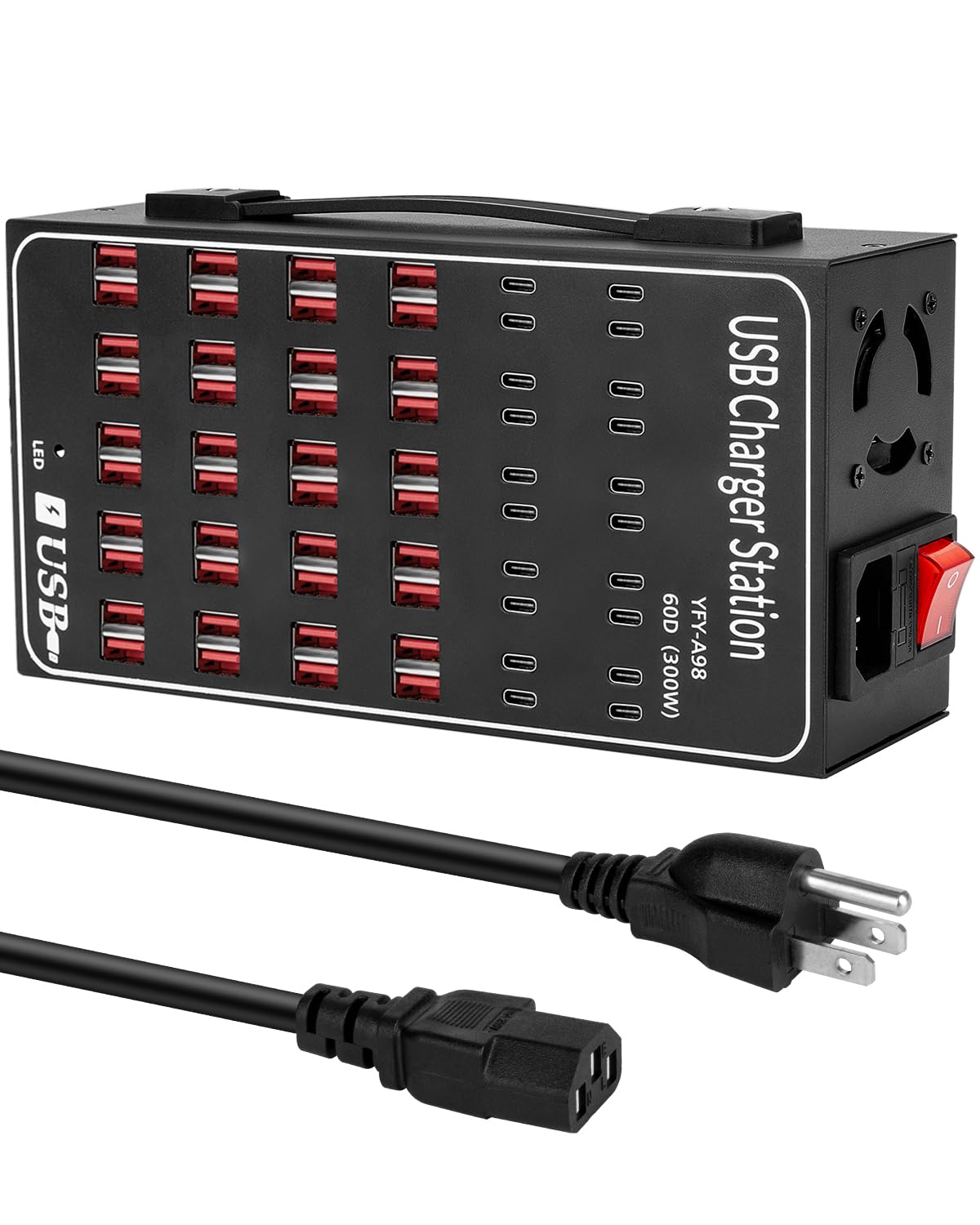 60 Port 300W(60A) USB Charging Station, Multi USB C Charger Station Block with Intelligent Protection, Desktop Charging Station for Multiple Devices,