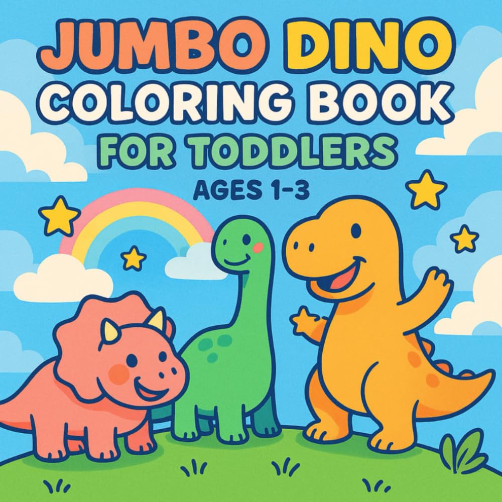 Jumbo Dino Coloring Book for Toddlers Ages 1–3: 50 Simple And Big Dinosaur Pages with Extra Thick Outlines — Easy Coloring for Little Hands