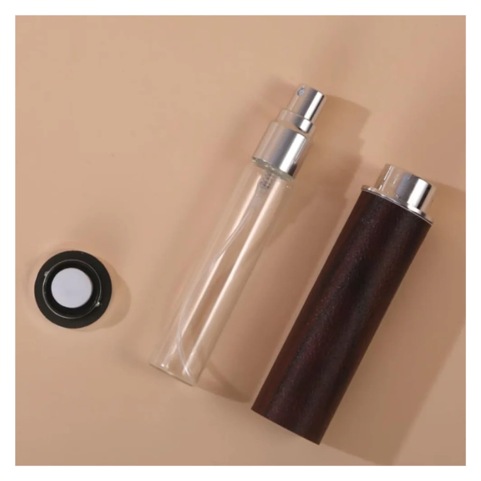 Flacone di profumo in pelle Atomizzatore di profumo in pelle con venature del legno da 10 ml
