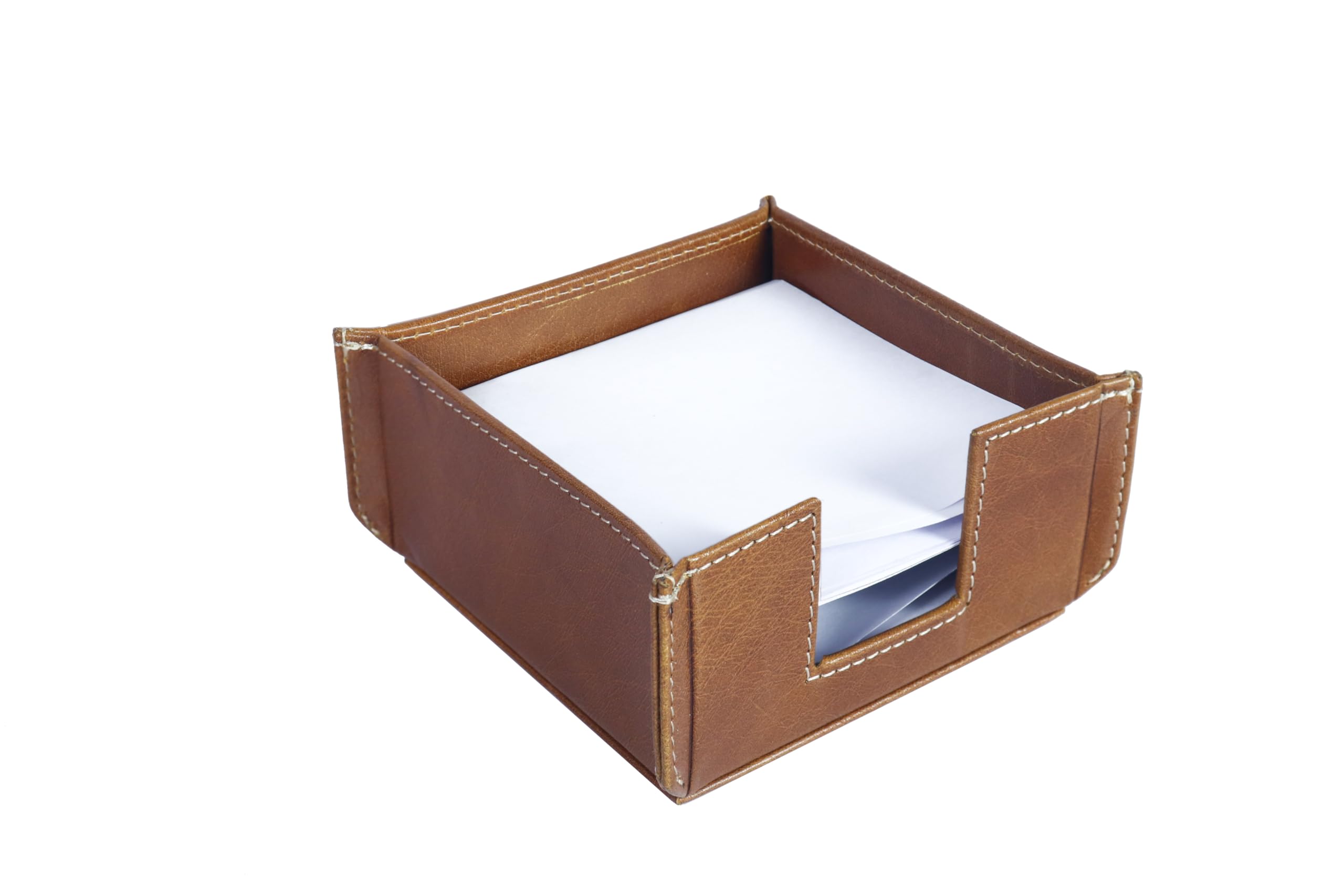 Alpenleder Notizzettelspender - Modell: PACKERL (Handgefertigt) - Nachhaltiges Bio-Leder aus regionaler Landwirtschaft | Notizblock Ablage leder *Fair Produziert* (10x10cm) (Cognac)