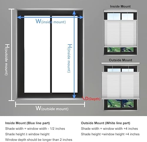 Miniatura 115 de Changshade Persianas celulares opacas de arriba hacia arriba, sin cordones, para ventana de interior, aislamiento térmico, persianas de panal