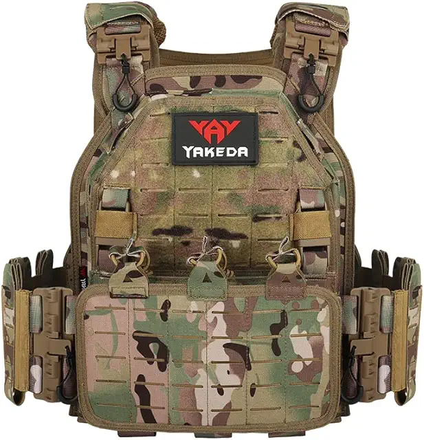 Yakeda Gilet Tactique Homme - Léger, Modulaire, Multicam - 1000D Nylon