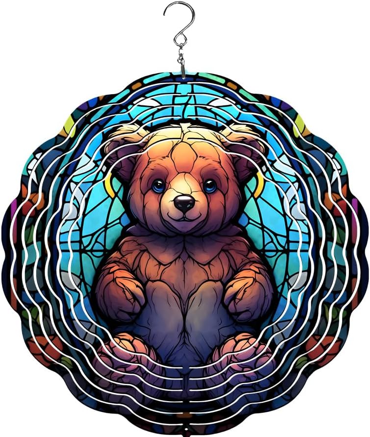 Teddy Bear Stained Glass Wind Spinner | Windspinner | Teddy Bear Lover