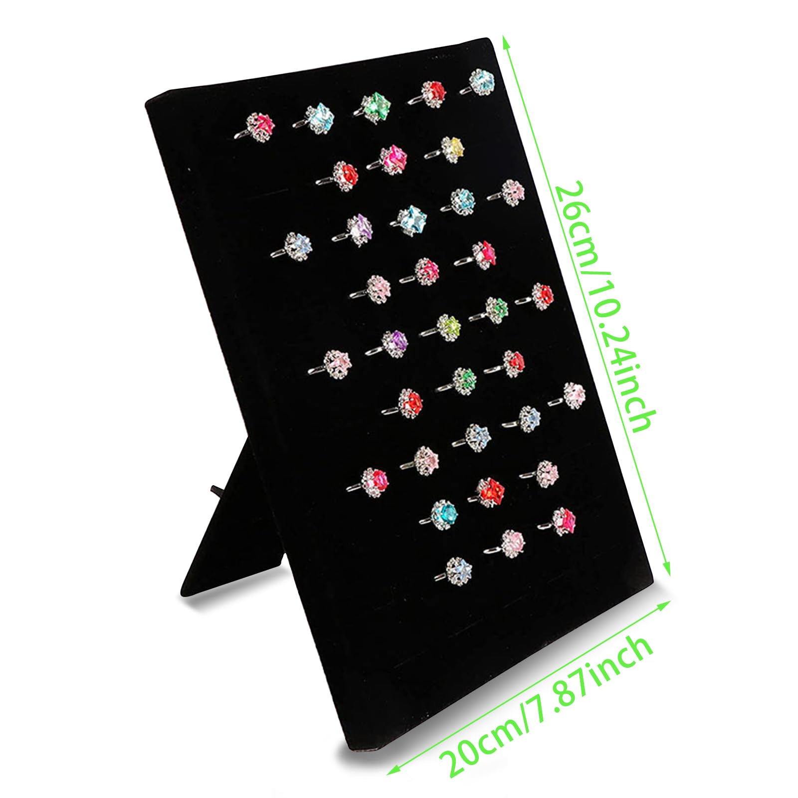 Bandeja para joyas, terciopelo negro, soporte para anillos con 50 compartimentos para tarjetas, joyero expositor de joyas, organizador de anillos, pendientes, expositor de anillos