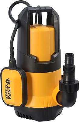 ESPA LEADER Bomba de Achique Sumergible KONA 400P M para Aguas Limpias, Trasvases y Vaciados, 400 W, Caudal Máximo 7.000 l/h, Altura Máx. 8m, con Interruptor de Nivel y 10m de Cable