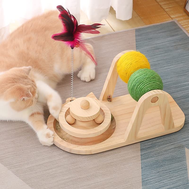 Katzenkratzbaum Katzenspielzeug, Kratzbrett, eine Doppelkugel, Katzenhalsscheibe, Katzendrehscheibe, Fangball, Kätzchen, Katzenzubehör für Hauskatzen