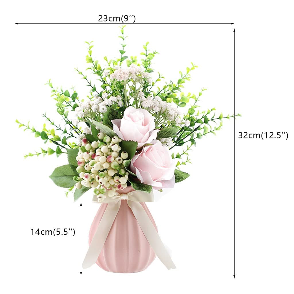 Künstliche Blumen Hortensie/Beere Künstliche Blumen mit Keramik Vase for Braut Hochzeit gefälschte Blumen Set Home Wohnzimmerdekoration Künstliche Blumen wie Echt (Color : D)