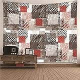 Isdreem Wandteppich Psychedelic xxl Wand Teppiche Kuche Geflochtene Gitter Cartoon Wandtuch Anime Schwarz Rot Wandbehang Decke Stoffkunst Dekorationen 240x220cm