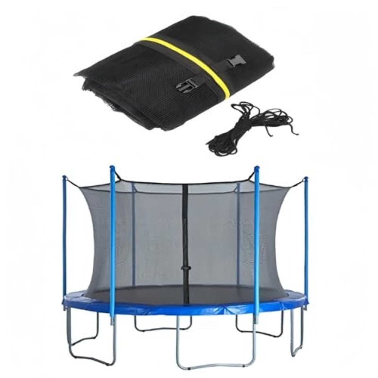 Filet de sécurité pour trampoline 244/305 /366 /427 cm, filet de rechange pour trampoline d'intérieur avec fermeture éclair et boucles, filet de protection pour trampoline de jardin, pour poteaux 6/8