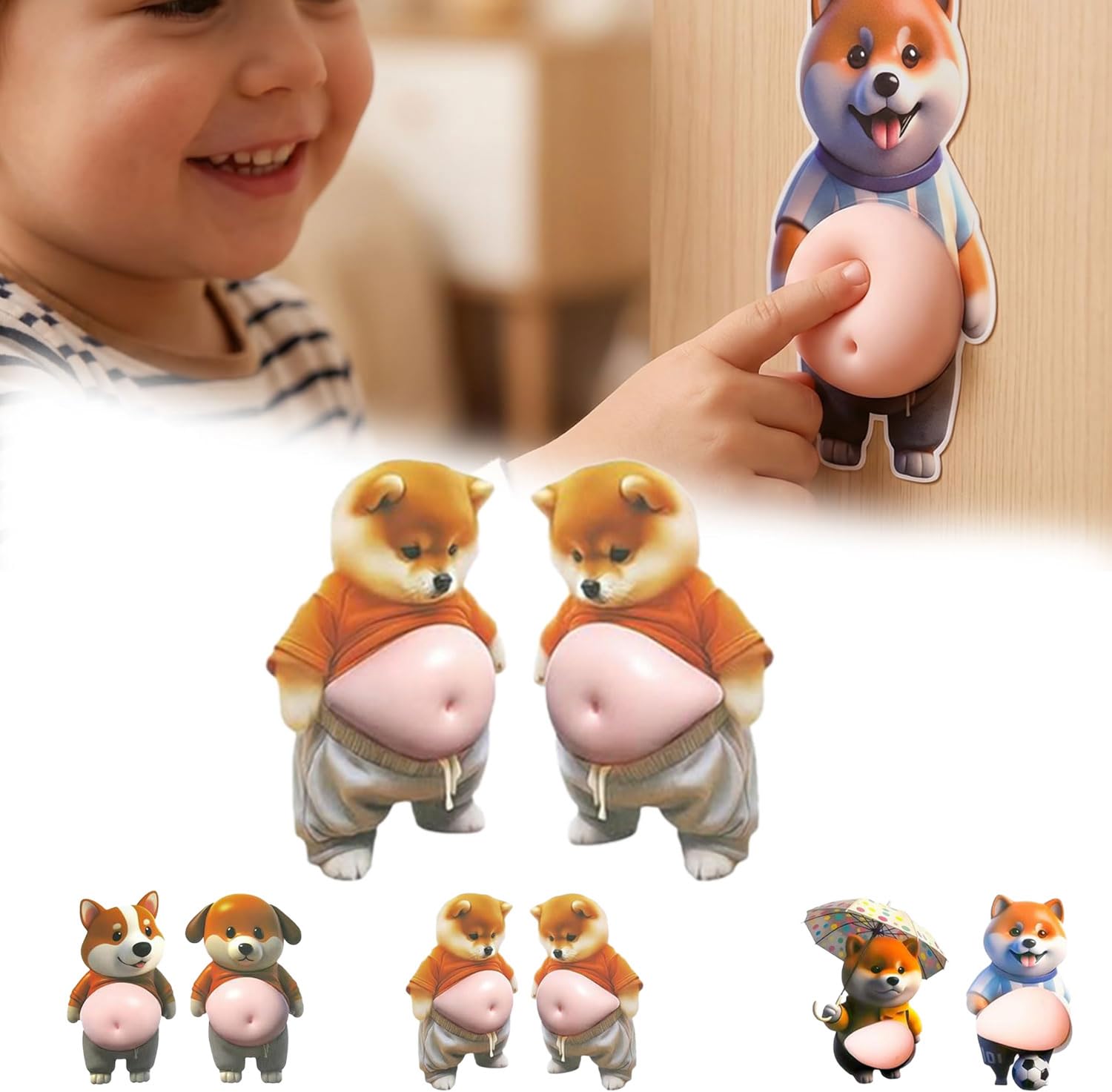 Amazon | FUYUERO 犬シール 3D 柔らかいお腹 ぷにぷにシール かわいい