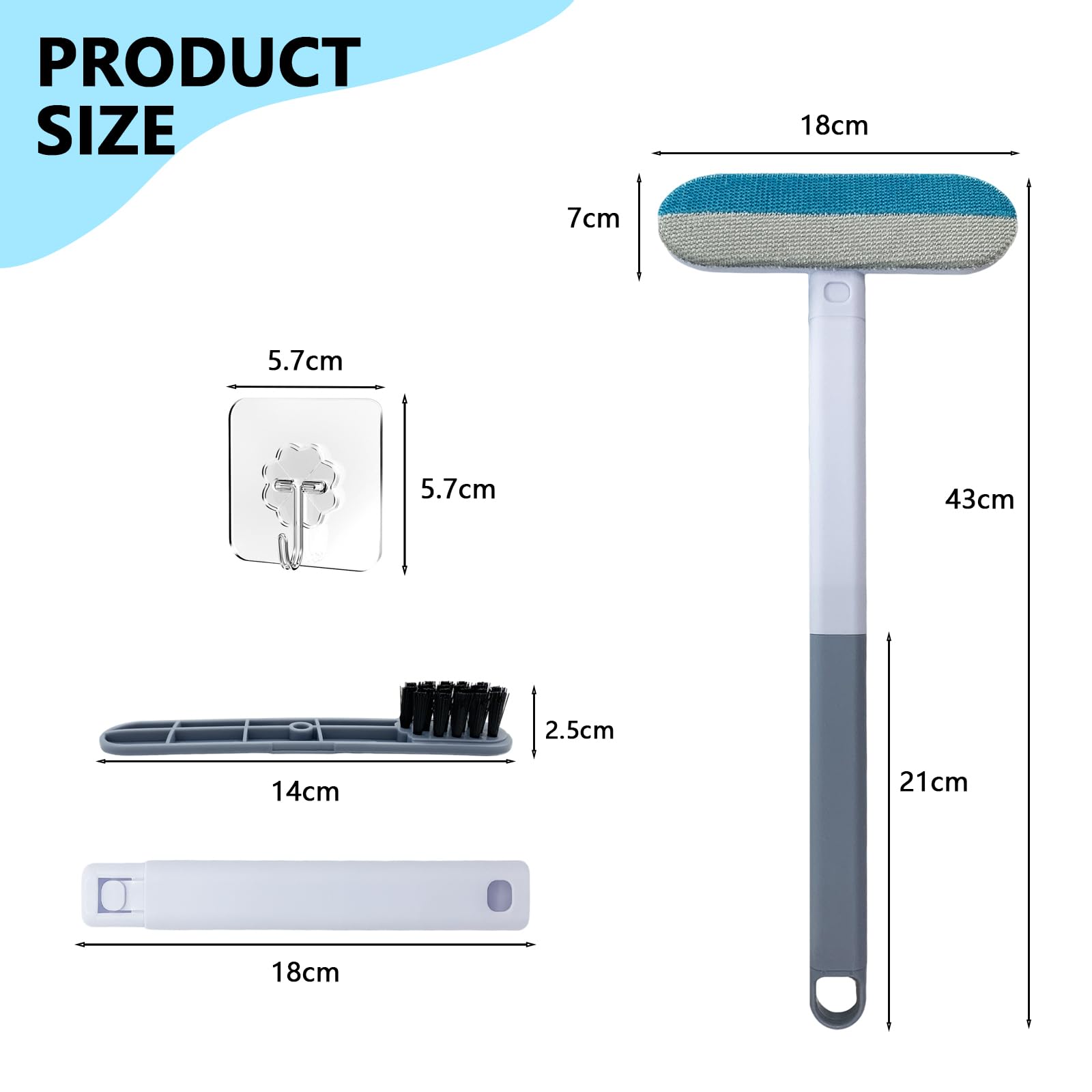KATLKIU 2-in-1 Pet Hair & Window Screen Cleaner with Long Handle, Multi-Surface Reusable Brush for Sofa Carpet, Clothes - Image 2