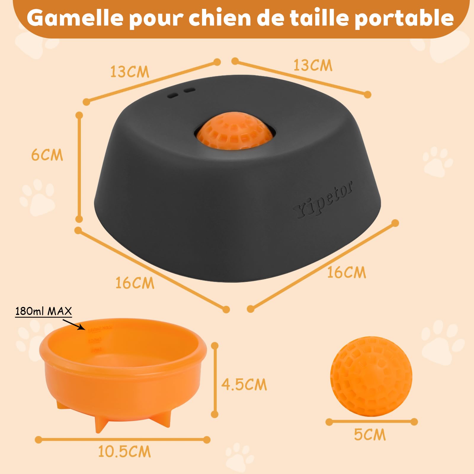 Yipetor Bol de Léchage Chien pour Friandises Liquides, Gamelle Anti Glouton Chien pour Bouillon d'os pour Chien, 3/4 Tasse de Yaourt, Jouet à Lécher pour Chien de Petite, Moyenne et Grande Race