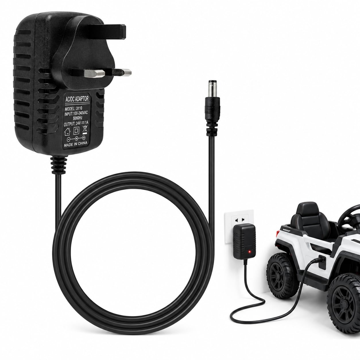 PowerTravel 24V Battery Charger for Ride on Toys Car with Indicator Light