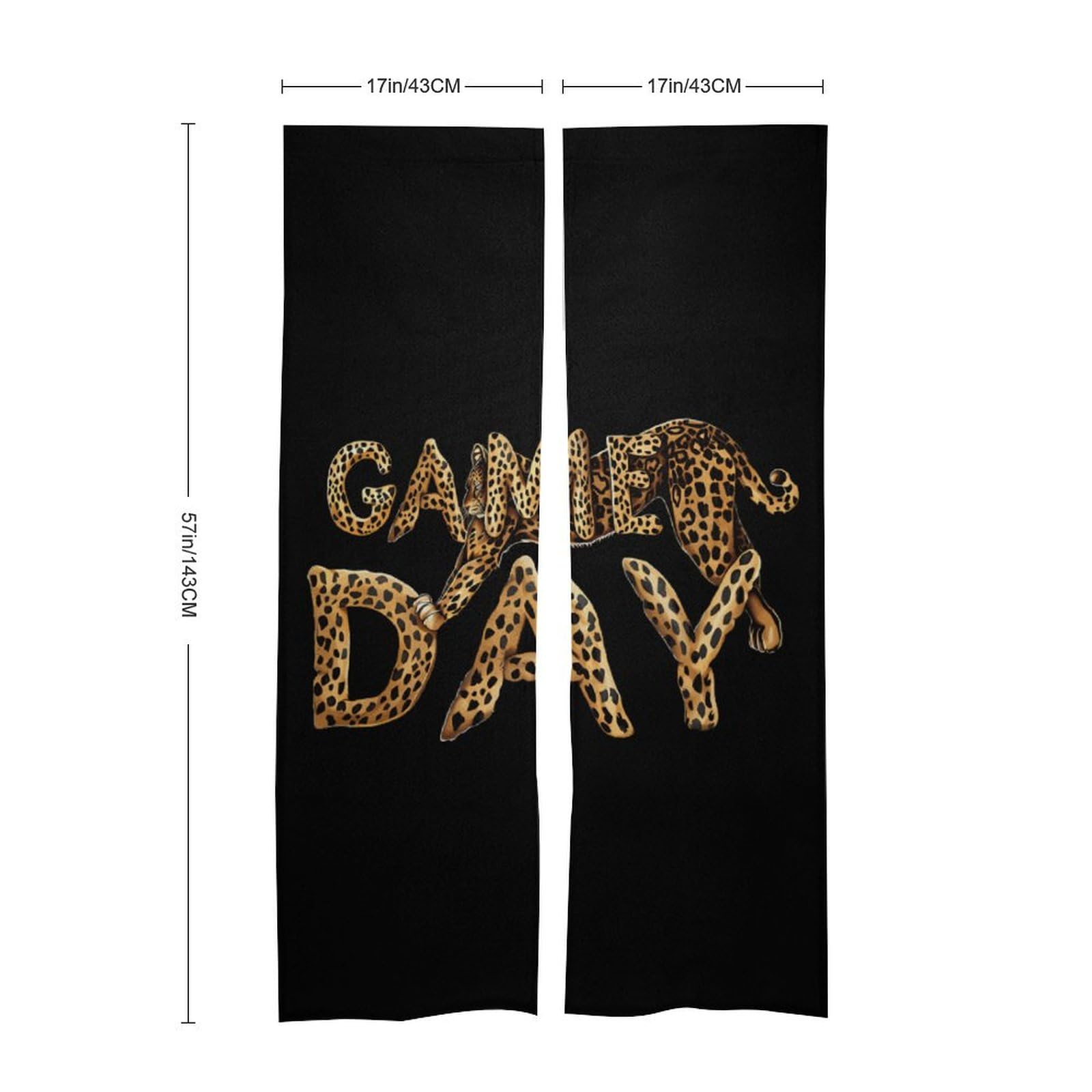 Game Day Cheetah Leopard Print Football Funny Doorway Curtain 2 Panel Insulated Window Door Cover for Patio Kitchen Bedroom