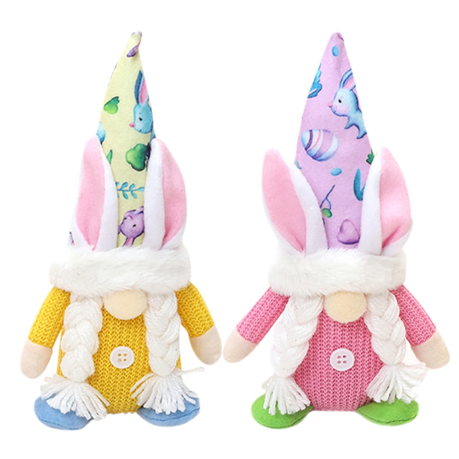Soolike 2PCs Easter Bunny Gnomes Easter Bunny Decoration Dolls Gonks Ornaments Easter Rabbit Ornaments Faceless Doll Easter Gift to Kids Children Adults aster Party Favor (A)