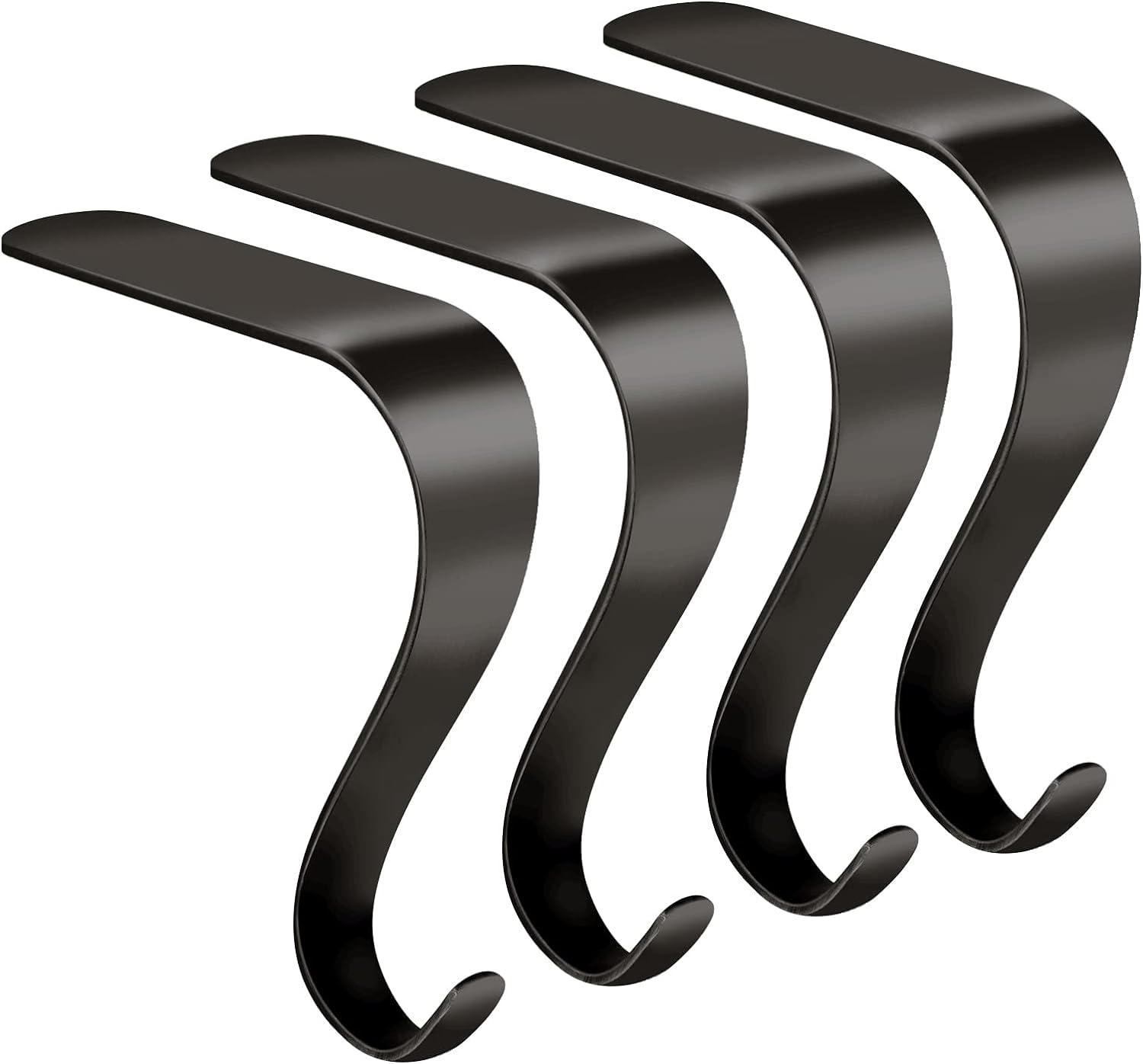 GuojanfonStocking Holders for Mantel, Stocking Hangers Set Mantle Hooks Fireplace Socks Hanging Hooks Heavy Duty Home Decoration (4 BlackWQ)