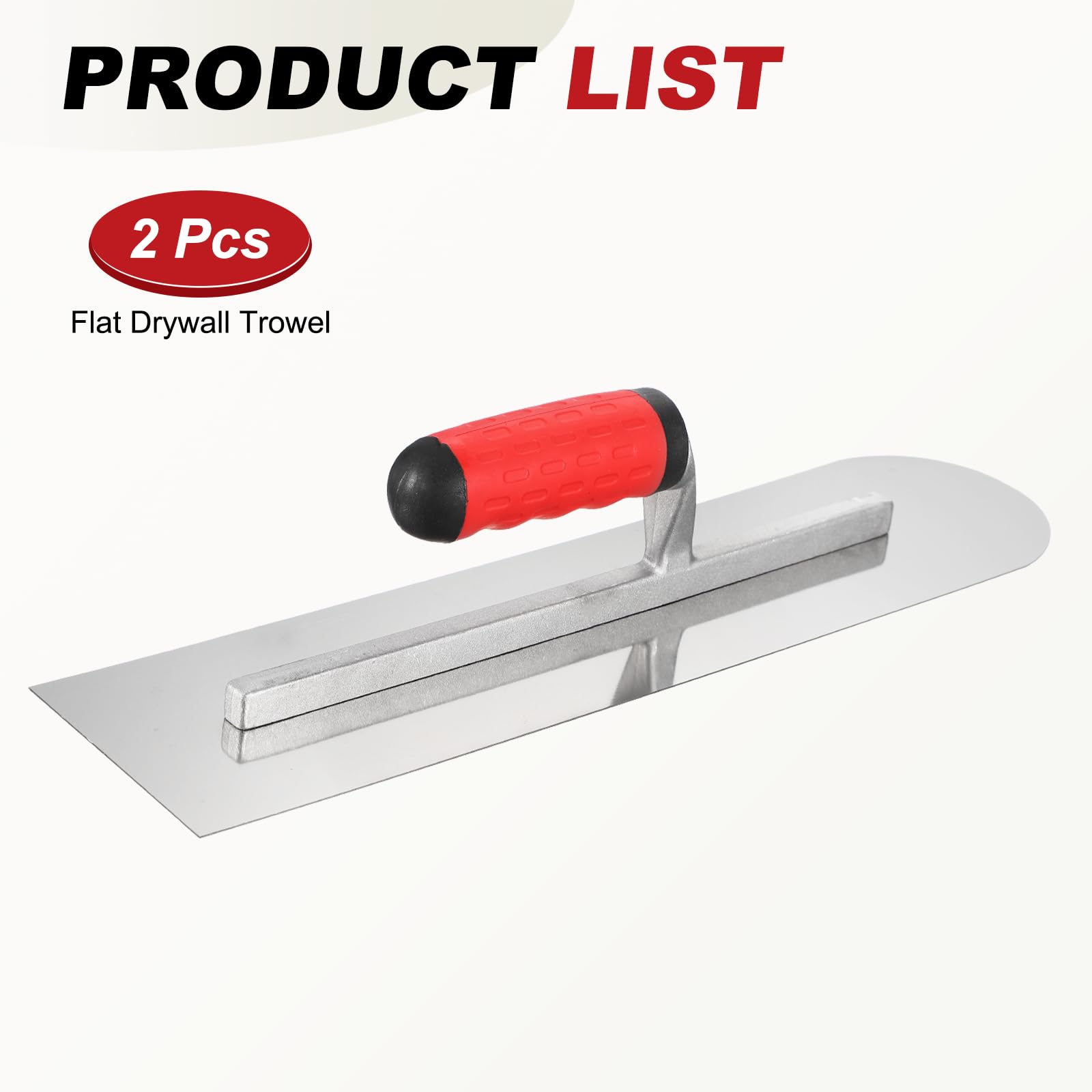 sourcing map Lot de 2 truelles rondes simples pour cloison sèche - 40 cm x 10 cm - En acier inoxydable 420 - Pour béton, ciment - Argenté