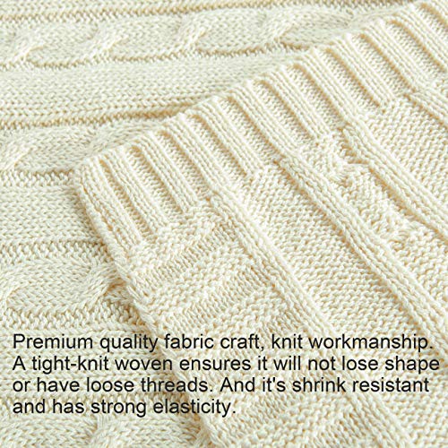 Image of NTBAY 100% Pure Cotton Cable Knit Toddler Blanket, Super Soft Warm Breathable 30x40 Baby Blanket for Crib, Stroller, Nursery, Travel, Newborn, 30x40 Inches, Ivory