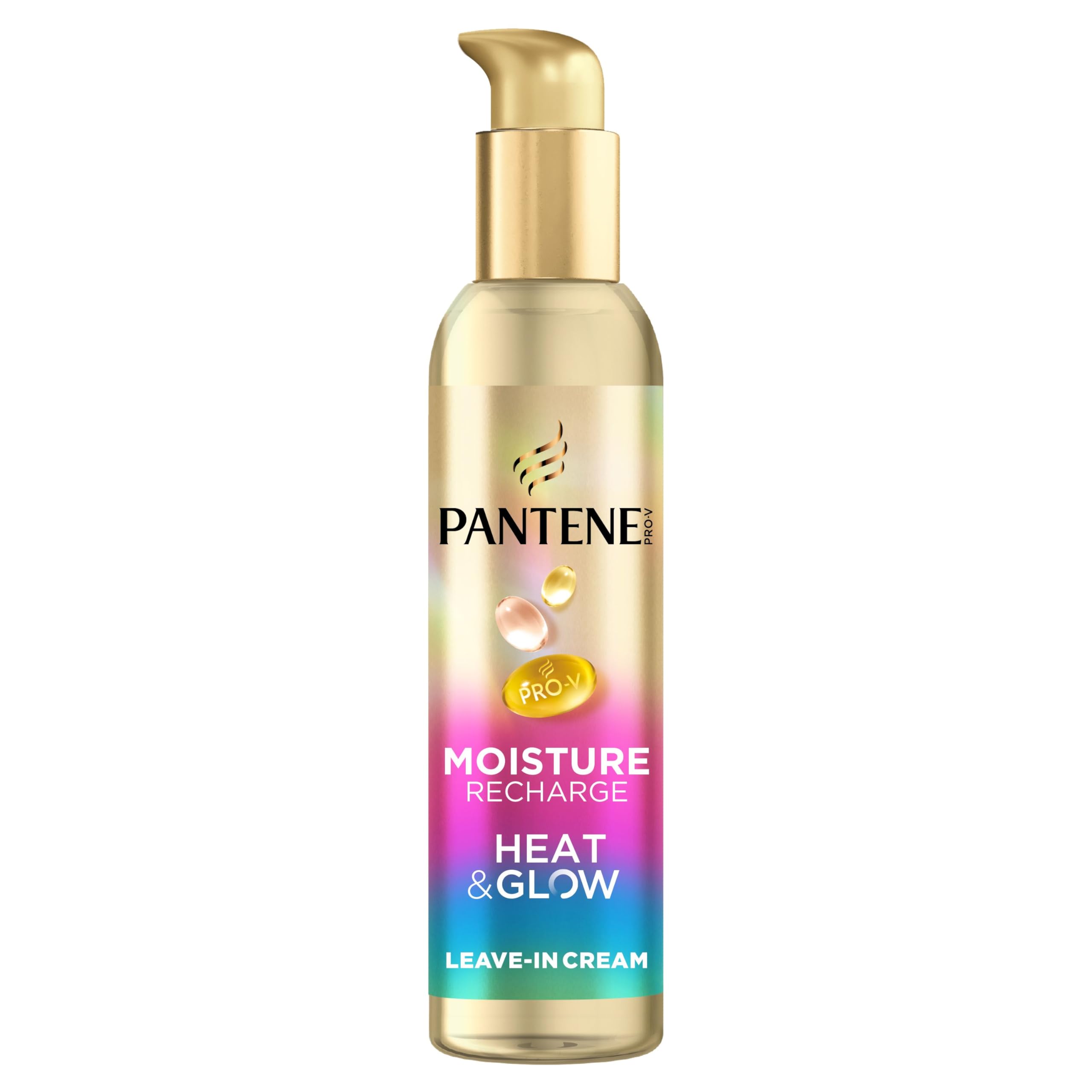 Pantene Pro-V Moisture Recharge Heat & Glow Leave-In Cream 135ml. Protects against Humidity, Frizz and Heat. With Heat-Activated Pro-V Formula. Non-Stop Softness and Shine Without Weigh Down