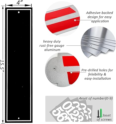Vista 120 de Placa de dirección de metal personalizada, letreros de números para placa de pared de casa, letrero de dirección de nombre de calle, números de casa