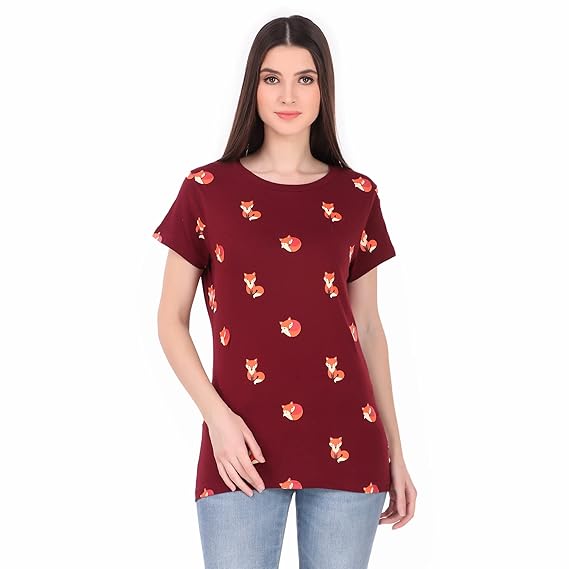 Stories.Label Ladies T-Shirts Tops for Women Western, Printed Cotton Tops for Girls Stylish in Regular Fit (Sizes S- 4XL)