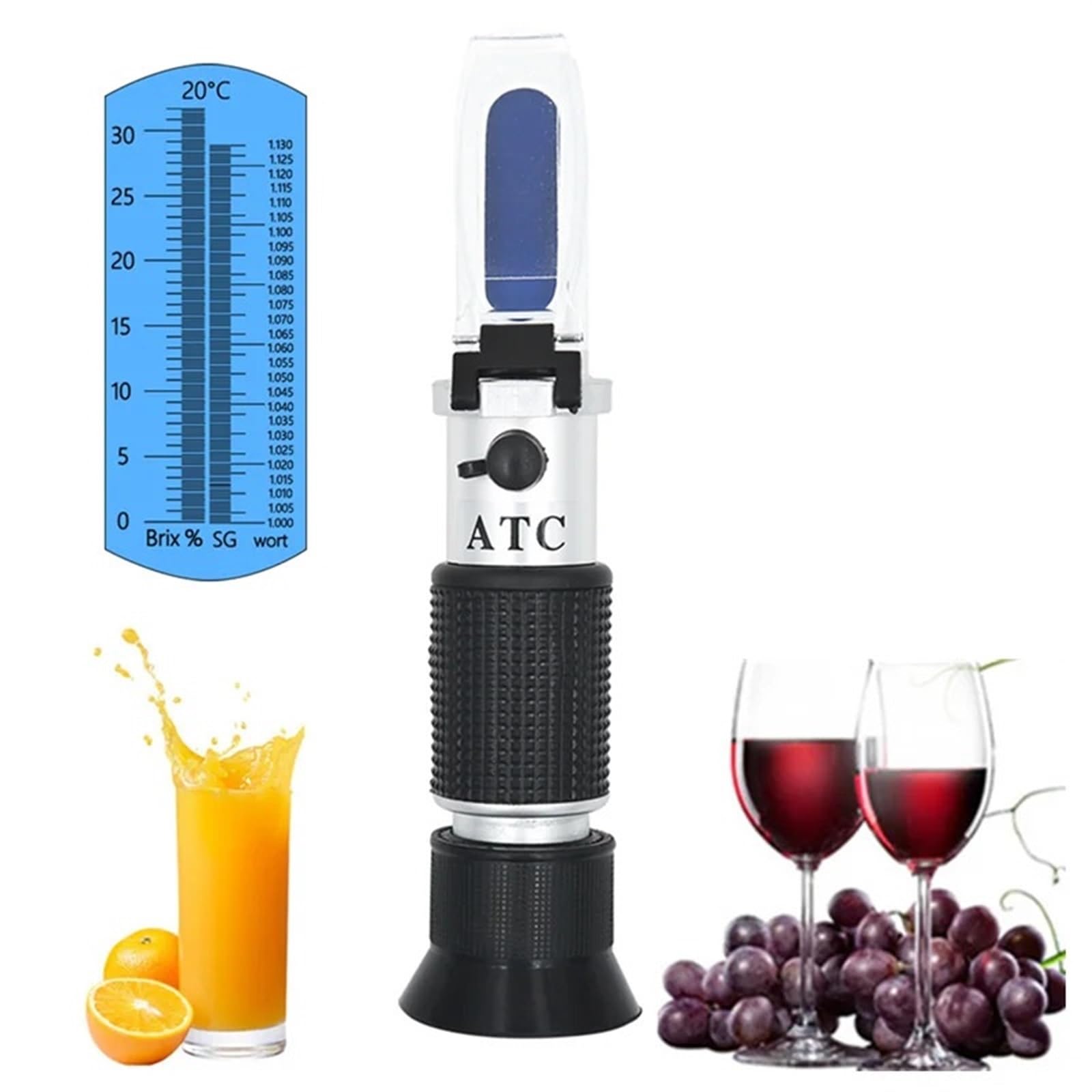 Kogedss One Color Refractometer, Beer Wort Refractometer 0-32% Wine Sugar Concentration Brewing Fruit Refractometer 1.000-1.120 Specific Ratio Meter