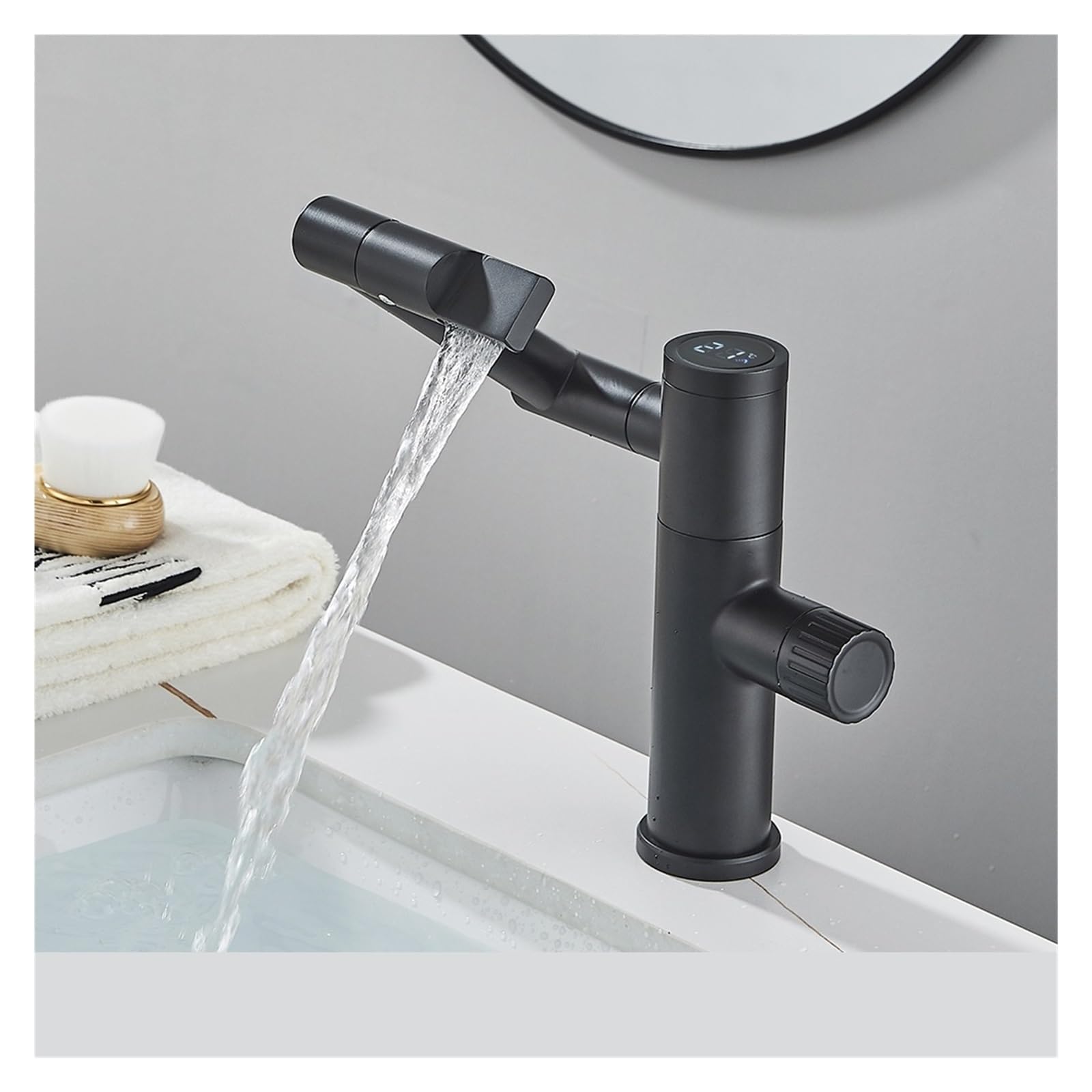 Robinet de lavabo anti-brûlure à affichage digital et jet 1080°