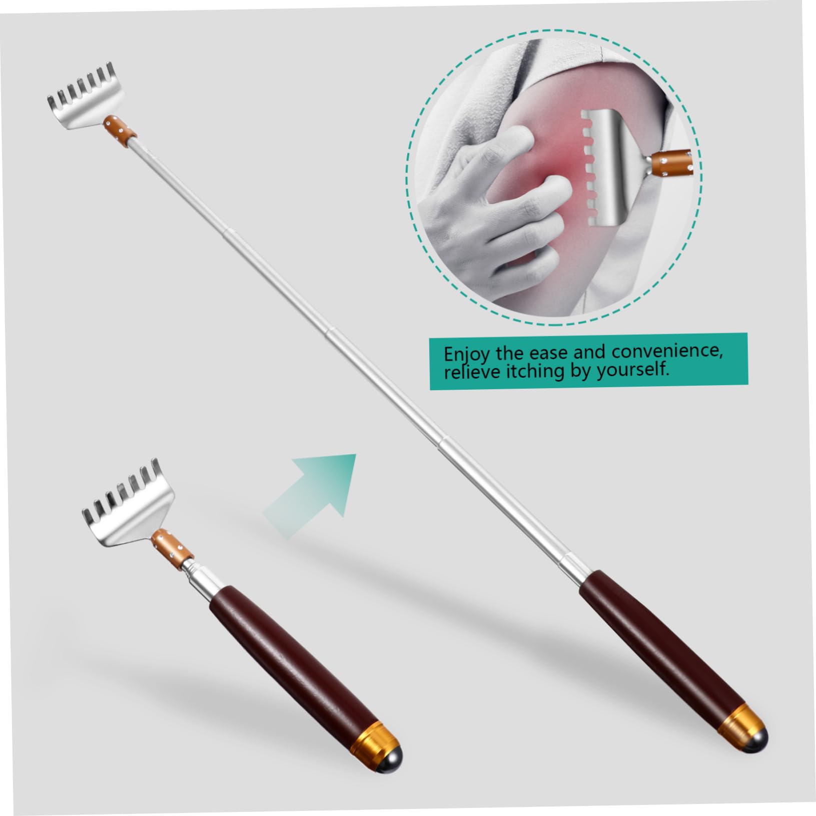 2 piezas rascador telescópico extensible rascador de espalda portátil rascador de garra rascador de cuerpo rascador de espalda automático espátula de metal herramienta rascadora wengué respaldo pica