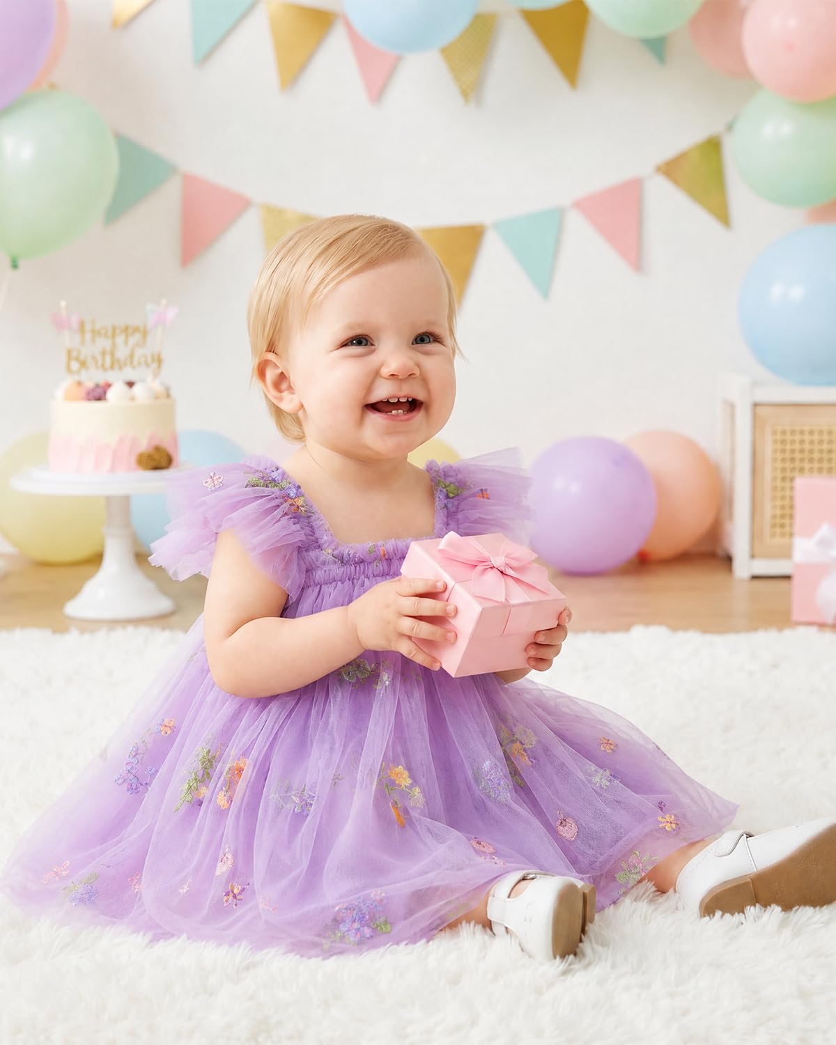 DivingBirds Baby Mädchen Kleid Kleinkind Schmetterling Tüll Kleid Ärmelloses Sommer Hochzeit Geburtstag Festliche Party Blumen Kleider für Mädchen 6 Monate-5 Jahre