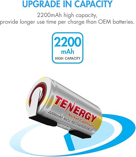Miniatura 4 de Tenergy Batería recargable SubC 2200mAh NiCd con parte superior plana con pestañas