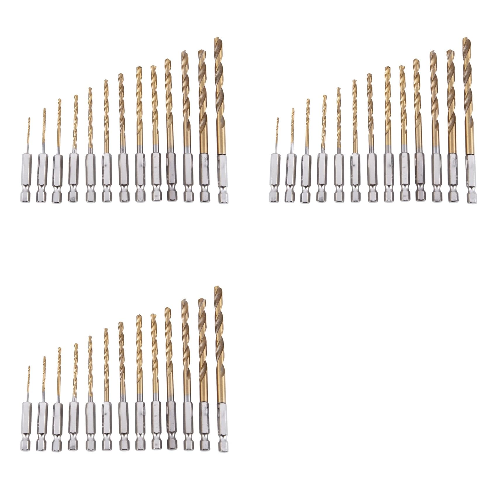 Jnchdghwa Gold & Silver 39Pc Hss Titanium Coated Drill Bit Set With 1/4Inch Hex Shank