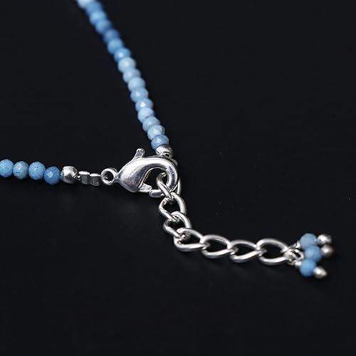 Miniatura 4 de Gempires Natural Blue Opal Beads Beaded Bracelets For Women Hypoallergenic 7 + 1 Inch Adjustable Chain (Blue Opal)