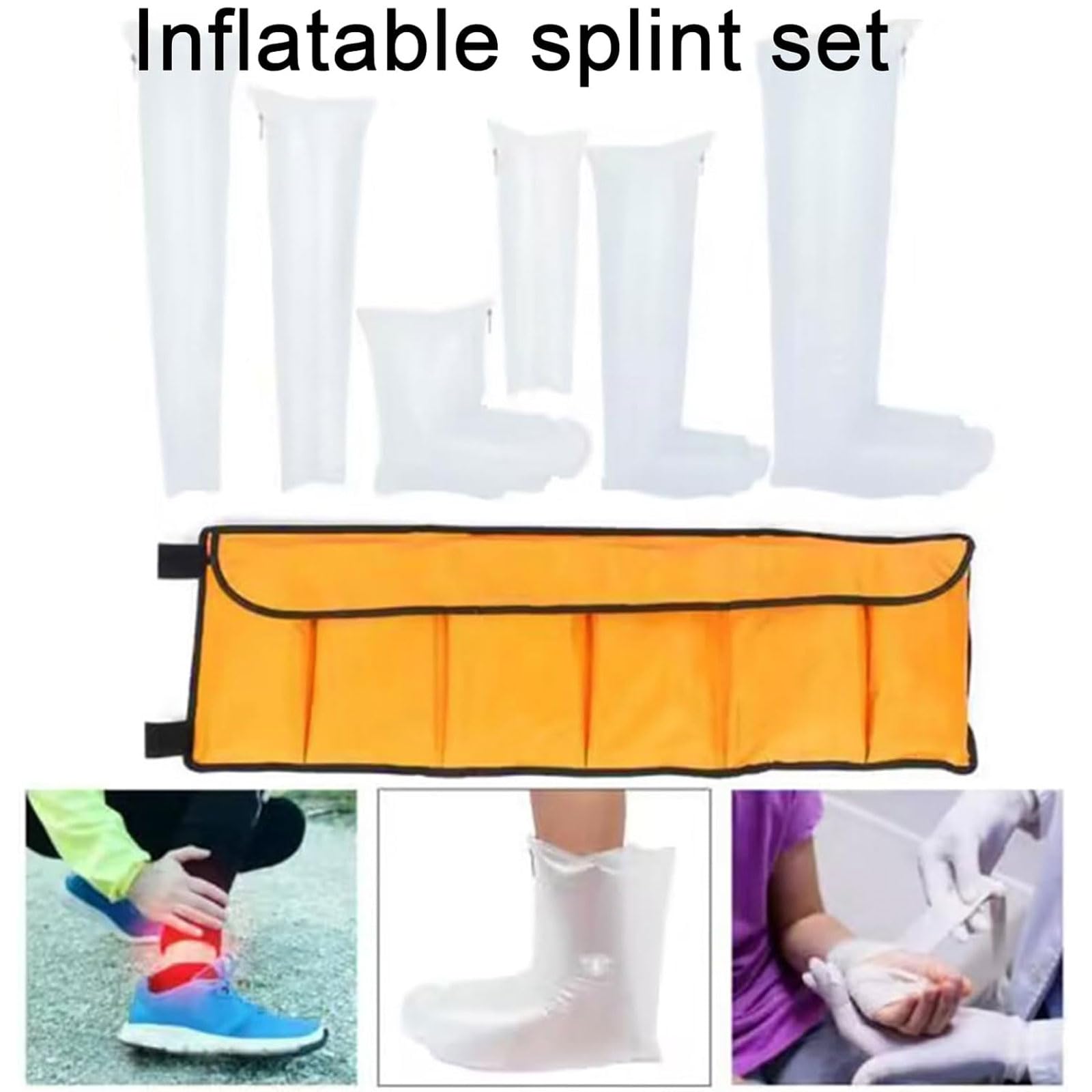 Juego de férula inflable de emergencia con bomba para inmovilización de fracturas, kit de primeros auxilios para uso doméstico y exterior