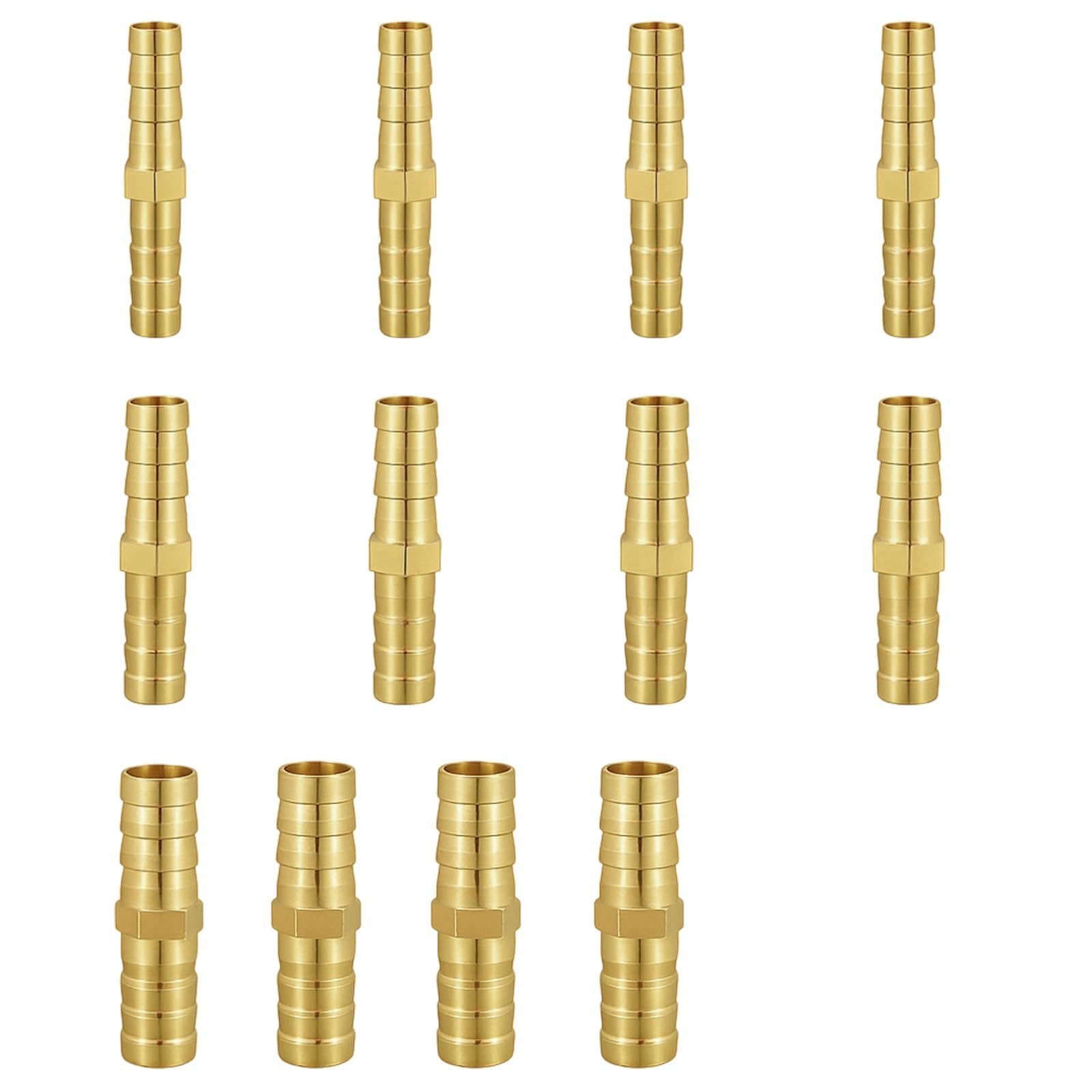 12 Pcs Brass Barb Hose Fittings 6mm 8mm 10mm Hose Connector, Straight Connector Coupler for Fuel Line/Air Line/Water Pipe, Industrial Barbed Hose Connectors